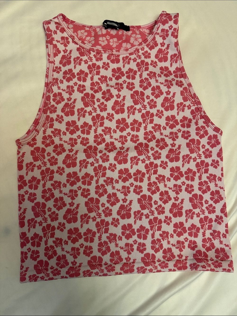 Forever 21 Pink Floral Ribbed Tank